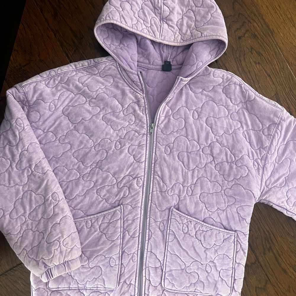 Wild Fable Lavender Quilted Cloud Print Zip-Up Hoodie Jacket – Size Large